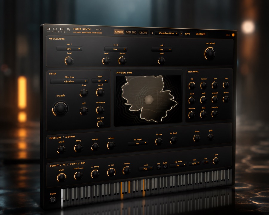 Felted Synth — physically-modelled felt piano synthesizer plugin